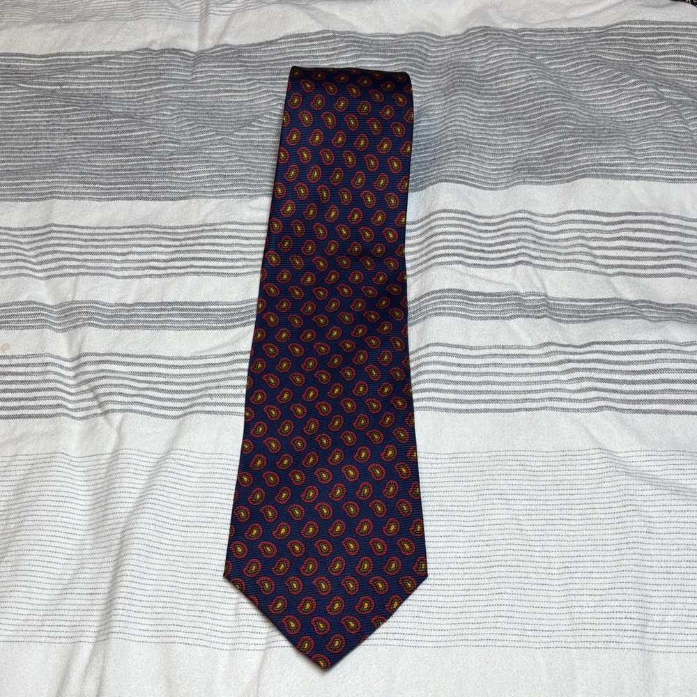 Ralph Lauren Navy and Gold Paisley Tie